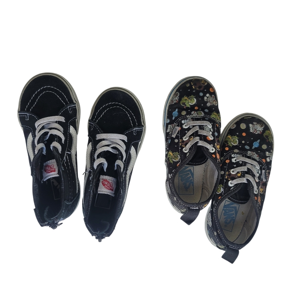 Vans Kids Size 10 No-Tie Shoes Classic Zip Slip-On Sneakers - 2 Pairs